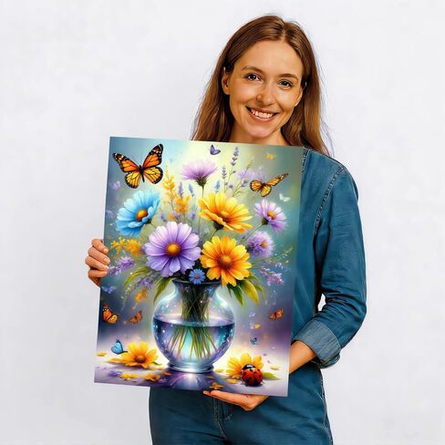 DIYGEMDOT Diamond Art Kits for Adults, Flower in a Bottle 5D Diamond Painting Sets for Adults Beginners, Full Round Drill Dot DIY Gem Art Crafts Home Wall Decor and Gift - 12x16 Inches in Saudi Arabia