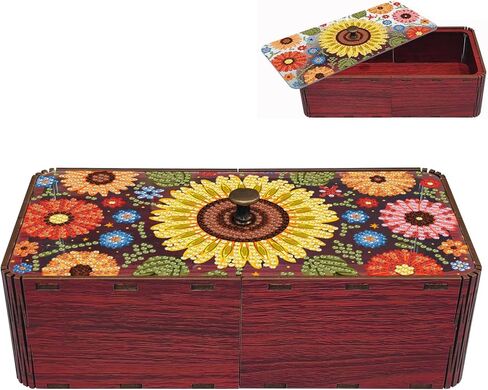Diamond Art Painting Storage Box Kit, DIY Rectangular Wooden Decorative Container Holder with Lid, Snack Jewelry Gem Art Organizer Case for Adults (Butterfly) in Saudi Arabia