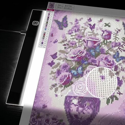 FANGZH Diamond Painting Storage Accessories Kit with A4 Light Pad, Bead Organizers, Drill Pens, Storage Boxes, and Tools for Adults (Purple) in Kuwait