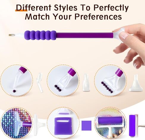 FANGZH Diamond Painting Storage Accessories Kit with A4 Light Pad, Bead Organizers, Drill Pens, Storage Boxes, and Tools for Adults (Purple) in Kuwait