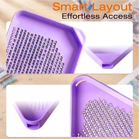 FANGZH Diamond Painting Storage Accessories Kit with A4 Light Pad, Bead Organizers, Drill Pens, Storage Boxes, and Tools for Adults (Purple) in Kuwait