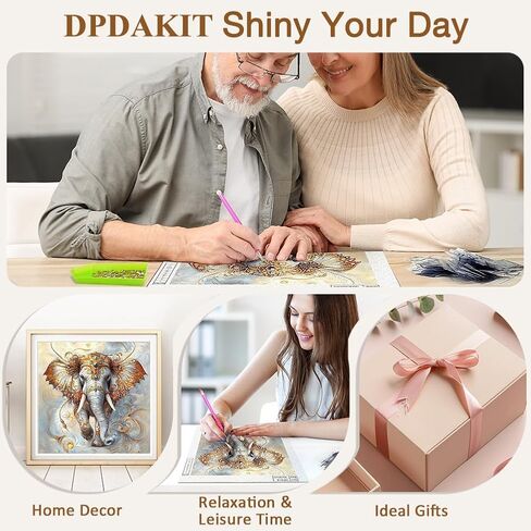 DPDAKIT Elephant Diamond Painting Kits for Adults, 5D Special Shape Diamond Art Kits for Adults, Crystal Rhinestones Art Craft for Beginners DIY Home Wall Decor Gift, 12×12 Inch in Saudi Arabia