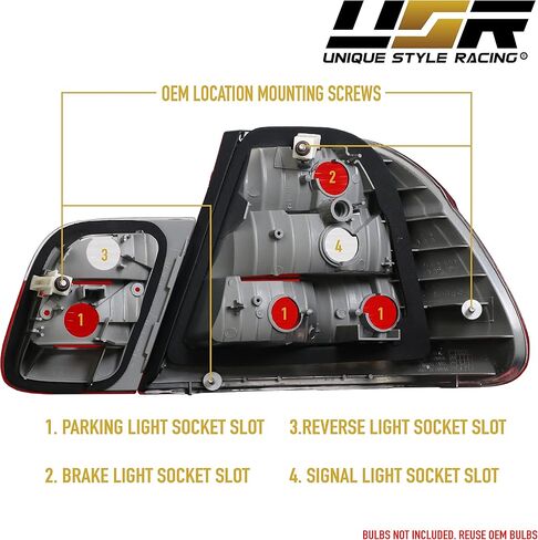 DEPO 02-05 E46 4D Tail Lights - OE Euro Style Clear Rear Tail Lamps Set (Left + Right, Inner + Outer) Compatible with 2002-2005 BMW E46 3 Series 4 Doors Sedan (Red/Clear Lens, Total 4 Pieces) in Kuwait