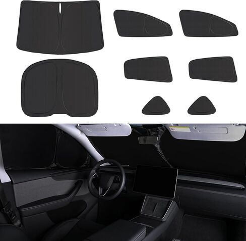 8 Pcs Camping Privacy Curtain for Tesla New Model Y Juniper 2025 2026 Full Window Sunshade for Sleeping Camping Privacy Napping Foldable Side Window Sunshades UV Blocker with Storage Bag in Saudi Arabia