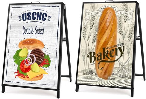 USCNC 24 x 36 Inch A Frame Sign Double-Sided Folding Sandwich Board Heavy Duty Slide-in Sidewalk Signboard for Outdoor Street Advertising Poster(Frame only，No white board) in Saudi Arabia