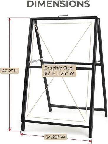 USCNC 24 x 36 Inch A Frame Sign Double-Sided Folding Sandwich Board Heavy Duty Slide-in Sidewalk Signboard for Outdoor Street Advertising Poster(Frame only，No white board) in Saudi Arabia