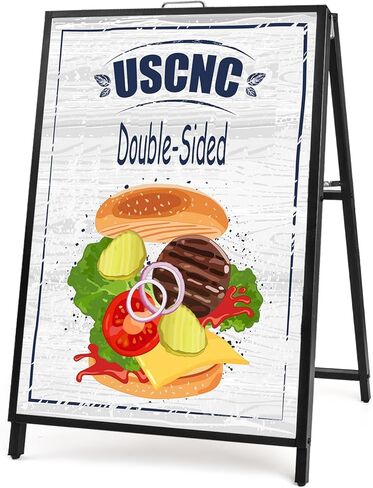 USCNC 24 x 36 Inch A Frame Sign Double-Sided Folding Sandwich Board Heavy Duty Slide-in Sidewalk Signboard for Outdoor Street Advertising Poster(Frame only，No white board) in Saudi Arabia