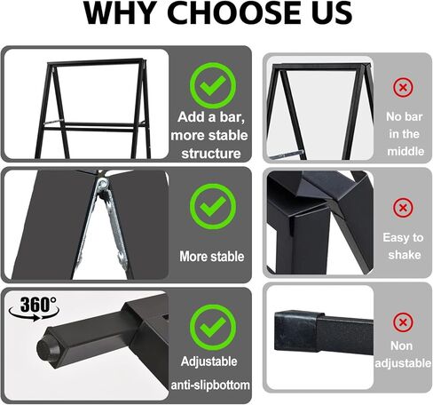 USCNC 24 x 36 Inch A Frame Sign Double-Sided Folding Sandwich Board Heavy Duty Slide-in Sidewalk Signboard for Outdoor Street Advertising Poster(Frame only，No white board) in Saudi Arabia