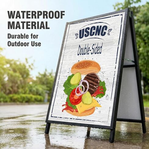 USCNC 24 x 36 Inch A Frame Sign Double-Sided Folding Sandwich Board Heavy Duty Slide-in Sidewalk Signboard for Outdoor Street Advertising Poster(Frame only，No white board) in Saudi Arabia