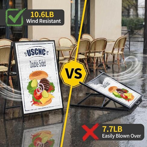 USCNC 24 x 36 Inch A Frame Sign Double-Sided Folding Sandwich Board Heavy Duty Slide-in Sidewalk Signboard for Outdoor Street Advertising Poster(Frame only，No white board) in Saudi Arabia