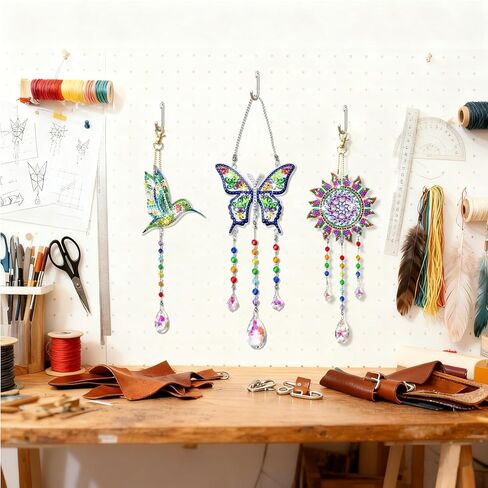 DIY Diamond Art Painting Kits for Adults Wind Chime Suncatcher Hummingbird Craft Kit Home Window Garden Decor Gift in Kuwait