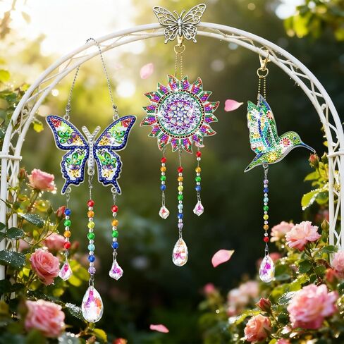 DIY Diamond Art Painting Kits for Adults Wind Chime Suncatcher Hummingbird Craft Kit Home Window Garden Decor Gift in Kuwait