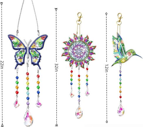 DIY Diamond Art Painting Kits for Adults Wind Chime Suncatcher Hummingbird Craft Kit Home Window Garden Decor Gift in Kuwait