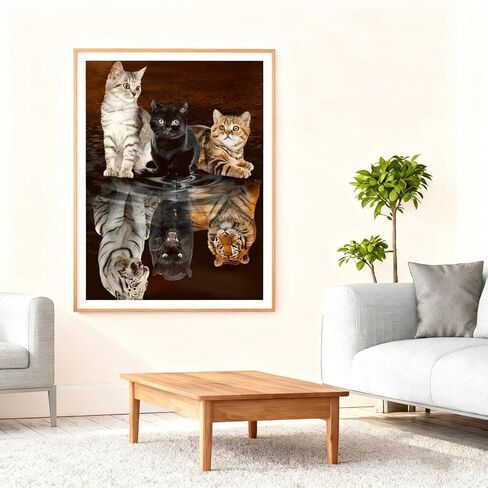 LYKEJI Cats Diamond Art Kits for Adults 5D Full Drill Diamond Painting Kit, Three Tiger Cross Stitch Art Kits Painting with Diamonds 11.8×15.7 Inch in Saudi Arabia