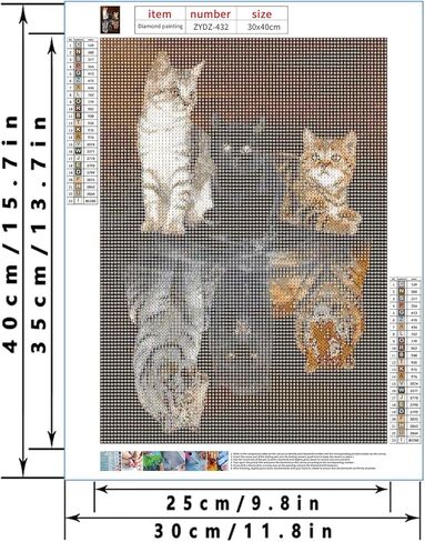 LYKEJI Cats Diamond Art Kits for Adults 5D Full Drill Diamond Painting Kit, Three Tiger Cross Stitch Art Kits Painting with Diamonds 11.8×15.7 Inch in Saudi Arabia