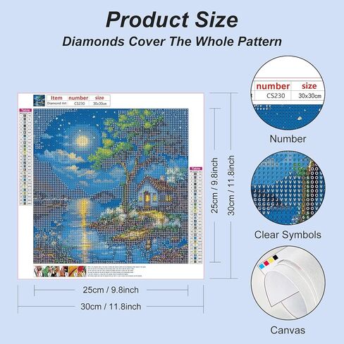مجموعات الطلاء الماسي من Acudotr للبالغين، مجموعة فنية ماسية للعرض الليلي 5D DIY للمبتدئين، مجموعات طلاء الماس كاملة الحفر لديكور الحائط المنزلي، 12 × 12 بوصة in Kuwait