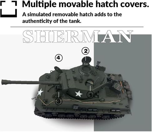 1/16 M4A3E8 Sherman RC Tank Metal Enhanced Version, Professional Military Vehicle with 360° Turret, Smoke & Sound FX, Infrared Combat, Weathered Finish, Olive Green in Saudi Arabia
