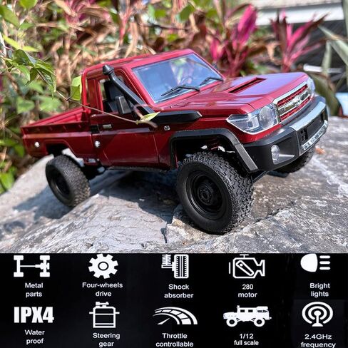 WPLDEWAN MN82 RC الزاحف 1/12 مقياس شاحنة التحكم عن بعد على الطرق الوعرة RC روك الزاحف 4x4 تويوتا لاند كروزر جميع التضاريس سيارة 280 محرك متناسب خنق التوجيه RTR هواية لعبة الكبار in Kuwait