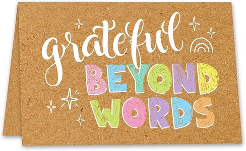 Decorably 60 Pack 6x4in Rustic Teacher Appreciation Cards Bulk with Envelopes & Stickers, 10 Folded Cute Kraft & Pastel Beyond Grateful Thank You Designs, Blank Inside, Wedding, Birthdays, Gifting in Kuwait