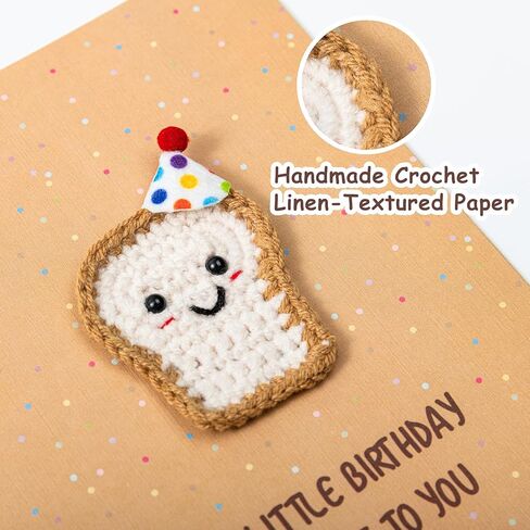 Crisky Funny Birthday Card for Women with Crochet Toast - Brown Fabric 5x7 Inch, Funny Birthday Gifts for Her Him Men Teacher, Includes Envelope in Kuwait