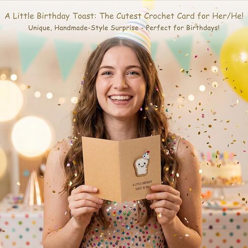 Crisky Funny Birthday Card for Women with Crochet Toast - Brown Fabric 5x7 Inch, Funny Birthday Gifts for Her Him Men Teacher, Includes Envelope in Kuwait