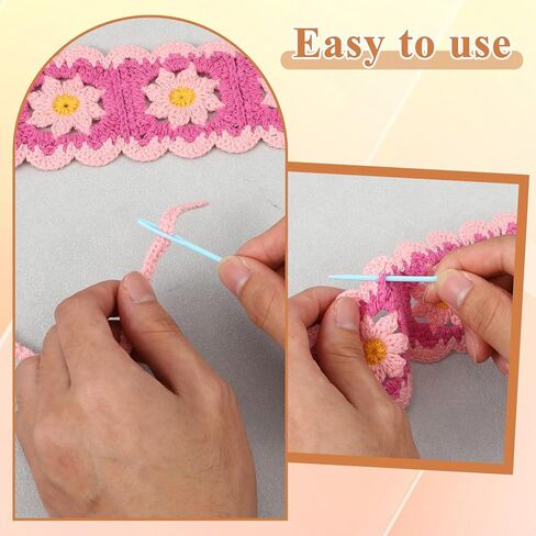 Jxiwfvl Knitting Loom Hook with Soft Grip, Loom Knit Hook Set, More Comfortable Looms Knitting, 8PCS Longer Crochet Hooks Stainless Steel Yarn Hooks with 16 Sewing Needles for Knits Looms & Boards in Saudi Arabia