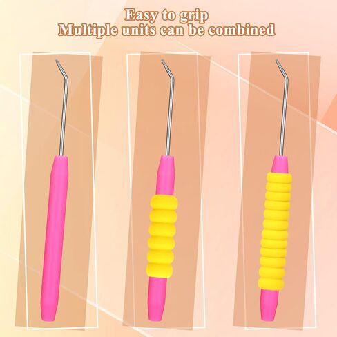 Jxiwfvl Knitting Loom Hook with Soft Grip, Loom Knit Hook Set, More Comfortable Looms Knitting, 8PCS Longer Crochet Hooks Stainless Steel Yarn Hooks with 16 Sewing Needles for Knits Looms & Boards in Saudi Arabia