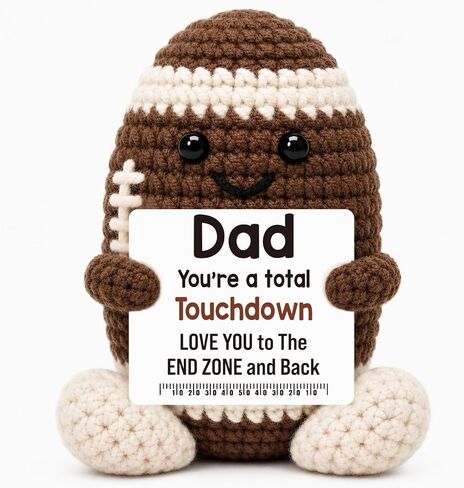 Cute Fathers Day Dad Gifts from Daughter Son Wife, Handmade Crochet Football Birthday Gifts for Dads, Father's Day Funny Small Gift for Best Dad, Unique I Love You Stepdad Papa Gift Desk Decor Idea in Saudi Arabia