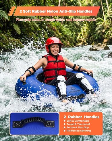 Heavy Duty River Tube for Floating, 44" River Float for Adults with Upgraded Handles and Drink Holder, Abrasion Proof 600D Canvas Cover Outdoor Inflatable Water Tube with Towable Strap in Saudi Arabia
