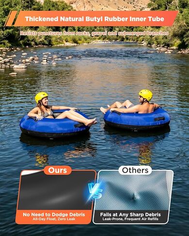 Heavy Duty River Tube for Floating, 44" River Float for Adults with Upgraded Handles and Drink Holder, Abrasion Proof 600D Canvas Cover Outdoor Inflatable Water Tube with Towable Strap in Saudi Arabia