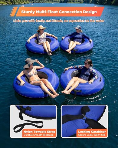 Heavy Duty River Tube for Floating, 44" River Float for Adults with Upgraded Handles and Drink Holder, Abrasion Proof 600D Canvas Cover Outdoor Inflatable Water Tube with Towable Strap in Saudi Arabia
