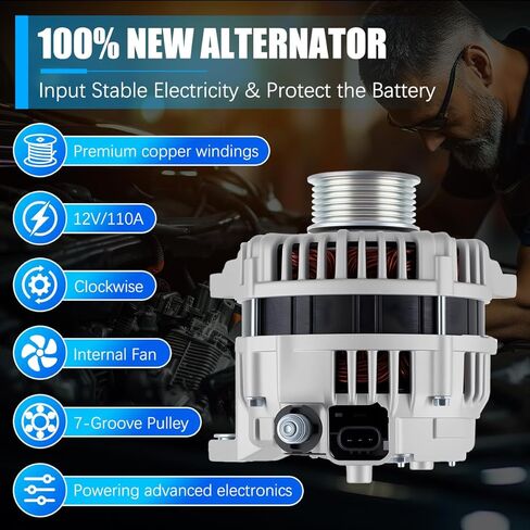 Alternator 11121 Fit for Nissan Frontier, Pathfinder, Xterra 2005-2007 4.0L V6 Automotive Replacement Alternators 23100-EA201 LR1110725 23100EA20B 23100EA20BR 11121N in Kuwait