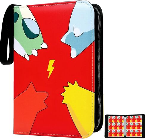 Trading Card Binder 4 Pocket,Card Binder 900 Pockets,Card Book Holder Cards with 50 Removable Sleeves,3-Ring Zip Design Collectible Trading Card Albums Gifts in Kuwait