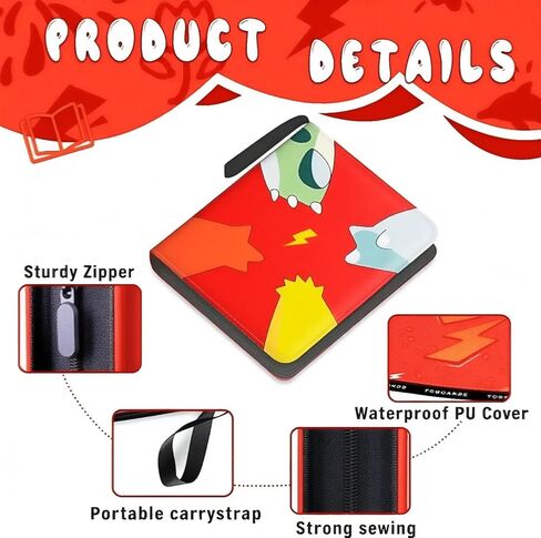Trading Card Binder 4 Pocket,Card Binder 900 Pockets,Card Book Holder Cards with 50 Removable Sleeves,3-Ring Zip Design Collectible Trading Card Albums Gifts in Kuwait