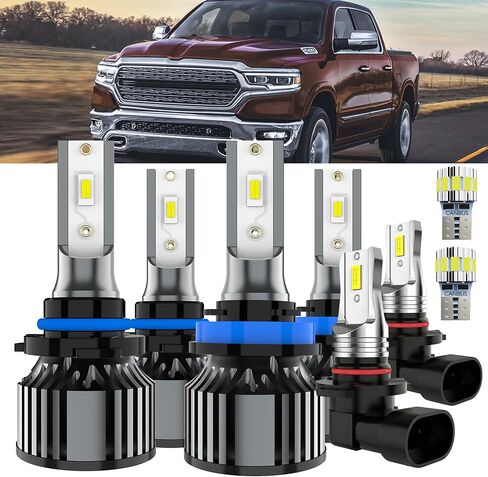 Bulbs Fit For Dodge Grand Caravan 2011-2015 2016 2017 2018 2019 2020, High Beams+ Low Beams+ Fog Lights+ License Plate Lights Combo, 400% Brightness 6000K White Glow,8 Pack in Saudi Arabia