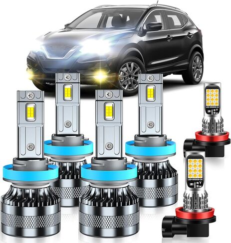 Compatible with Toyota Prius 2010-2015 Fog Light Bulbs, High/Low Beam Fog Light Bulbs, 600% Brightness, 6000K White and 3000K Yellow Combo, Pack of 6 in Saudi Arabia