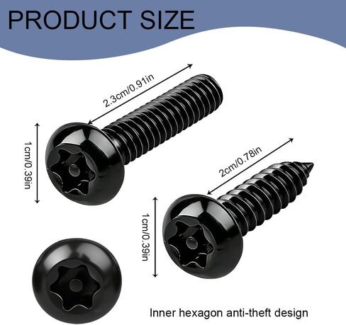 Anti Theft License Plate Screws Kit, License Plate Bolt, Rustproof Stainless Steel Car Tag Plate Mounting Hardware, M6 (1/4") Tamper Proof Fastener Nut, Caps Cover for Front Rear Frame Holder in Kuwait