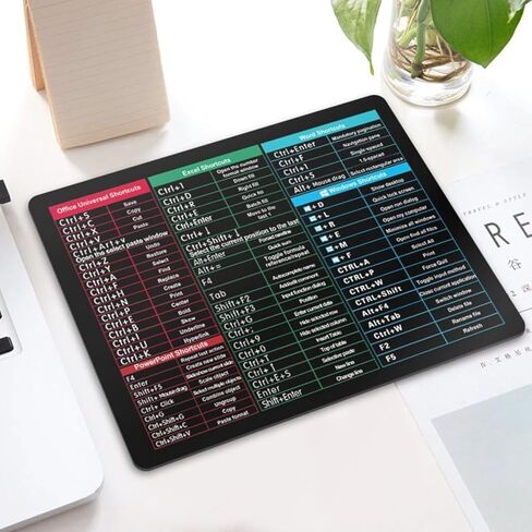 لوحة ماوس ذات مفاتيح قصيرة للمكتب والألعاب، حصيرة مكتب كبيرة ممتدة مع اختصارات Excel وWindows، قاعدة مطاطية مقاومة للماء غير قابلة للانزلاق مع حواف مخيطة، دليل مرجعي للإنتاجية in Kuwait