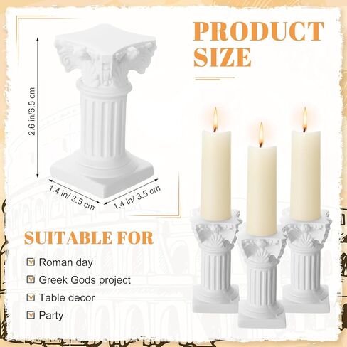 10 Pcs Roman Pillar Candle Holders Mini Greek Columns Roman Pillar Candle Stands Resin Candlestick Rack Miniature Figurine Base Stigma Decoration for Wedding Christmas Table Decor in Saudi Arabia