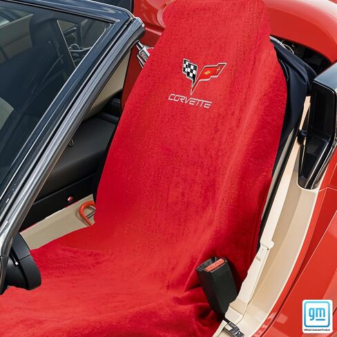 غطاء مقعد كورفيت C6 باللون الأحمر من Seat Armor Towel2GO - مناسب عالمي وناعم ويمكن غسله في الغسالة - سهل التركيب، غطاء مقعد متعدد الأغراض in Kuwait