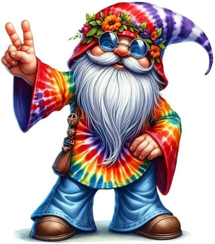 Hippy Gnome Throwing Peace Sign Decal Sticker for Drink Tumblers, Adorable Funny Laptop Decals, Binders, Phones and so Much More! in Kuwait