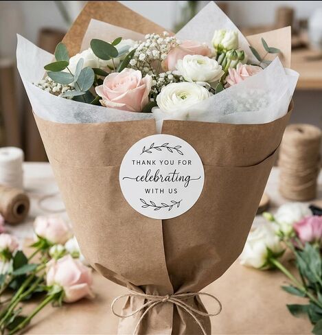Thank You Stickers Wedding Favor Labels: Strong Adhesive Elegant Greenery Design Matte Finish - 120 Pcs 1.6" Round Adhesive Seals for Envelopes Glass Jars Boxes Bags Bridal Shower in Saudi Arabia
