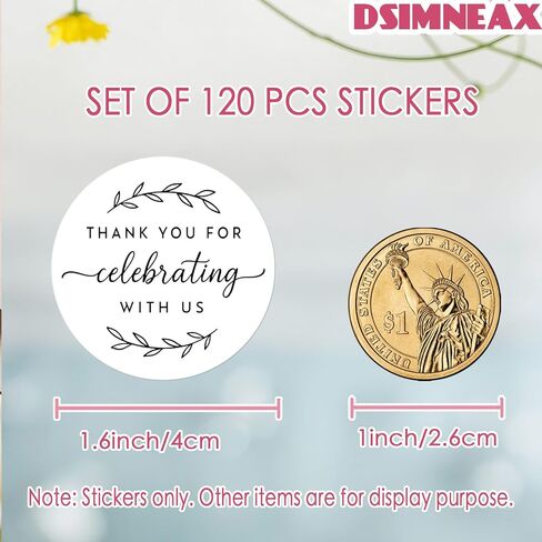 Thank You Stickers Wedding Favor Labels: Strong Adhesive Elegant Greenery Design Matte Finish - 120 Pcs 1.6" Round Adhesive Seals for Envelopes Glass Jars Boxes Bags Bridal Shower in Saudi Arabia