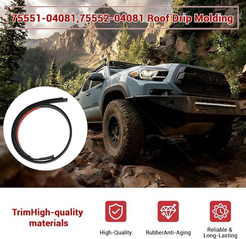 Roof Drip Molding Weatherstrip Compatible with Toyota Tacoma Roof Drip Molding Trim of Double CAB 2016-2023, 75552-04080 75551-04081 Weatherstrip Seal Kit Replace 75552-04081 75551-04080 75552-04082 in Saudi Arabia