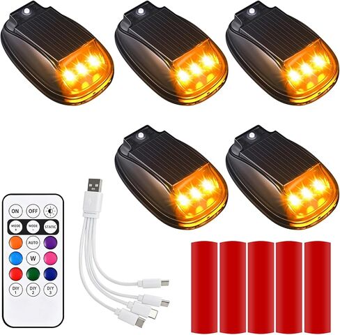 5PCS 2026 Upgrade Wireless Solar Cab Lights for Trucks,No Drill Wireless,Cab Roof Marker Lights,8-Color & Remote Control,Top Light Roof Running Lamp for Pickup Trucks SUV ATV in Saudi Arabia