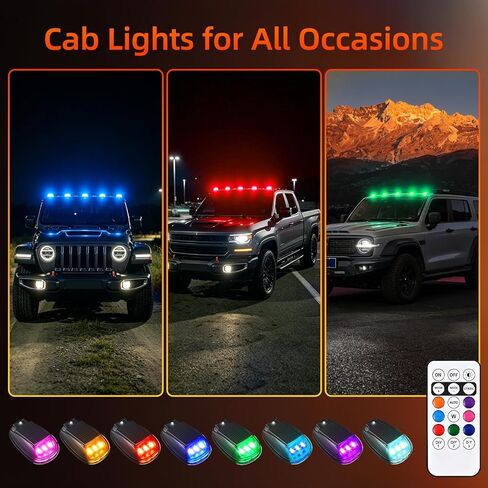 5PCS 2026 Upgrade Wireless Solar Cab Lights for Trucks,No Drill Wireless,Cab Roof Marker Lights,8-Color & Remote Control,Top Light Roof Running Lamp for Pickup Trucks SUV ATV in Saudi Arabia