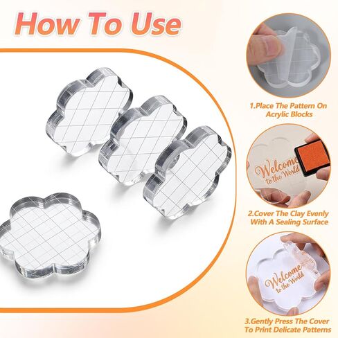8 Pcs Acrylic Stamping Blocks,Clear Acrylic Stamp Block,Flowers Acrylics Blocks for Stamping,for Scrapbooking Crafts Card Making, Assorted Sizes(1.81x1.97 in) in Saudi Arabia