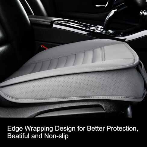 1pc Edge Wrapping Comfortable Car Front Seat Cover Cushion Pad Mat Protector, Anti-Slip Bottom Seat Cushion Cover for Auto with PU Leather(Gray) in Saudi Arabia