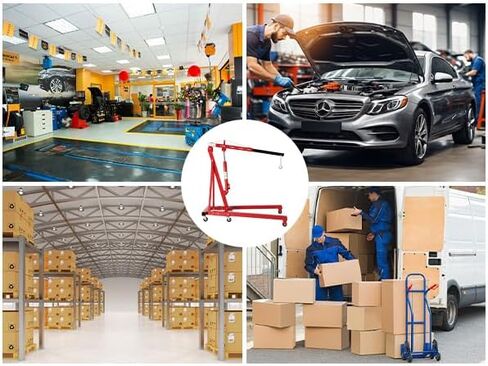 TUFFIOM 2 Ton Folding Hydraulic Engine Crane with Telescopic Boom and Outriggers and Hook, 4400 lbs Engine Hoist Workshop Crane Lifting Cherry Picker, Heavy Duty Steel Electric Hoist, Red in Saudi Arabia