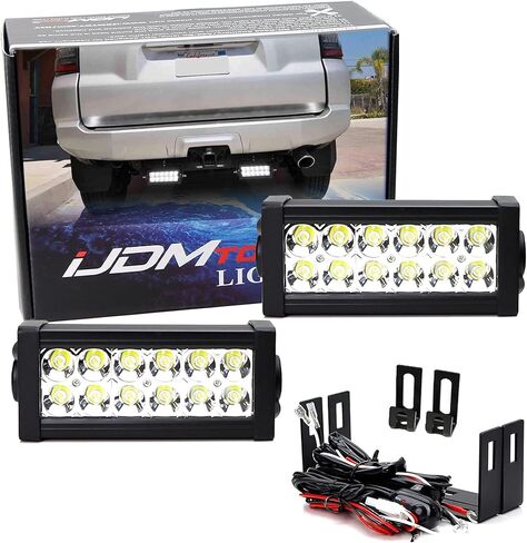 iJDMTOY Rear Bumper Mount Searchlight Reverse LED Light Bars Compatible With 2014-2022 Toyota 4Runner, Includes (2) 36W High Power LED Lightbars, Bumper Frame Mounting Brackets & On-Off Switch Wiring in Kuwait